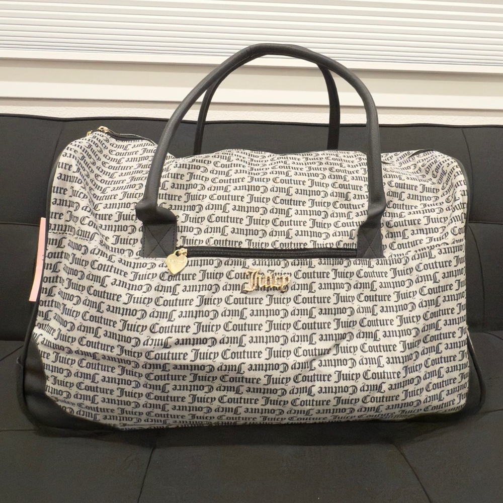 🩶🖤 SOLD - Juicy Couture Alice 22” Monogram Pattern Rolling Weekender Duffle Bag
